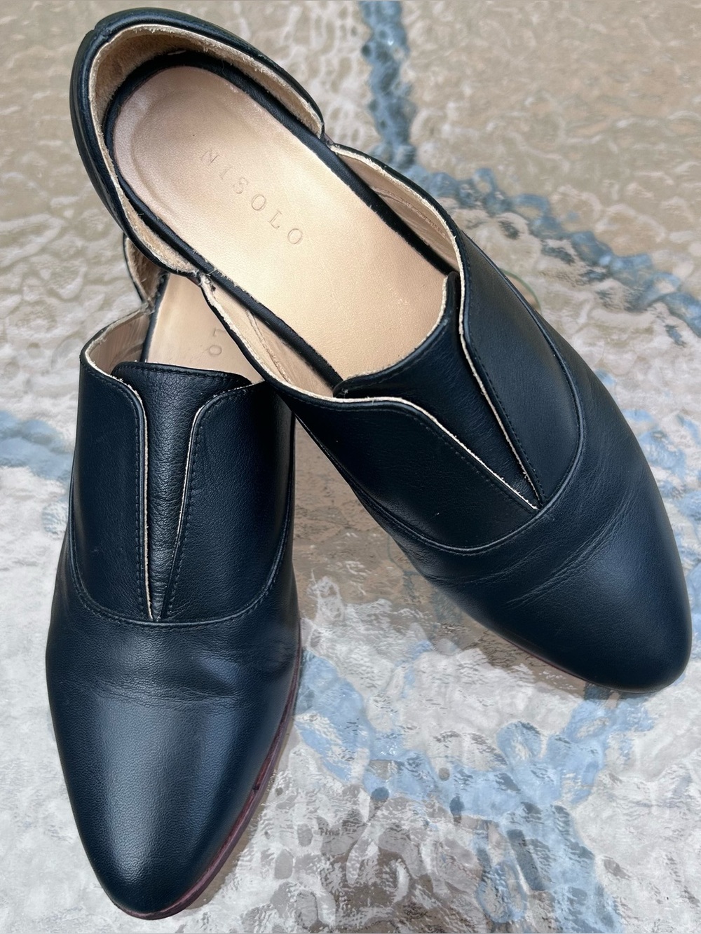 Nisolo Women’s Size 8 Emma d'Orsay Oxford 2.0 Loafer Flat Slip On Black Leather